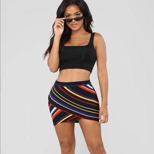 Multicolored Stripe Stretch Skirt